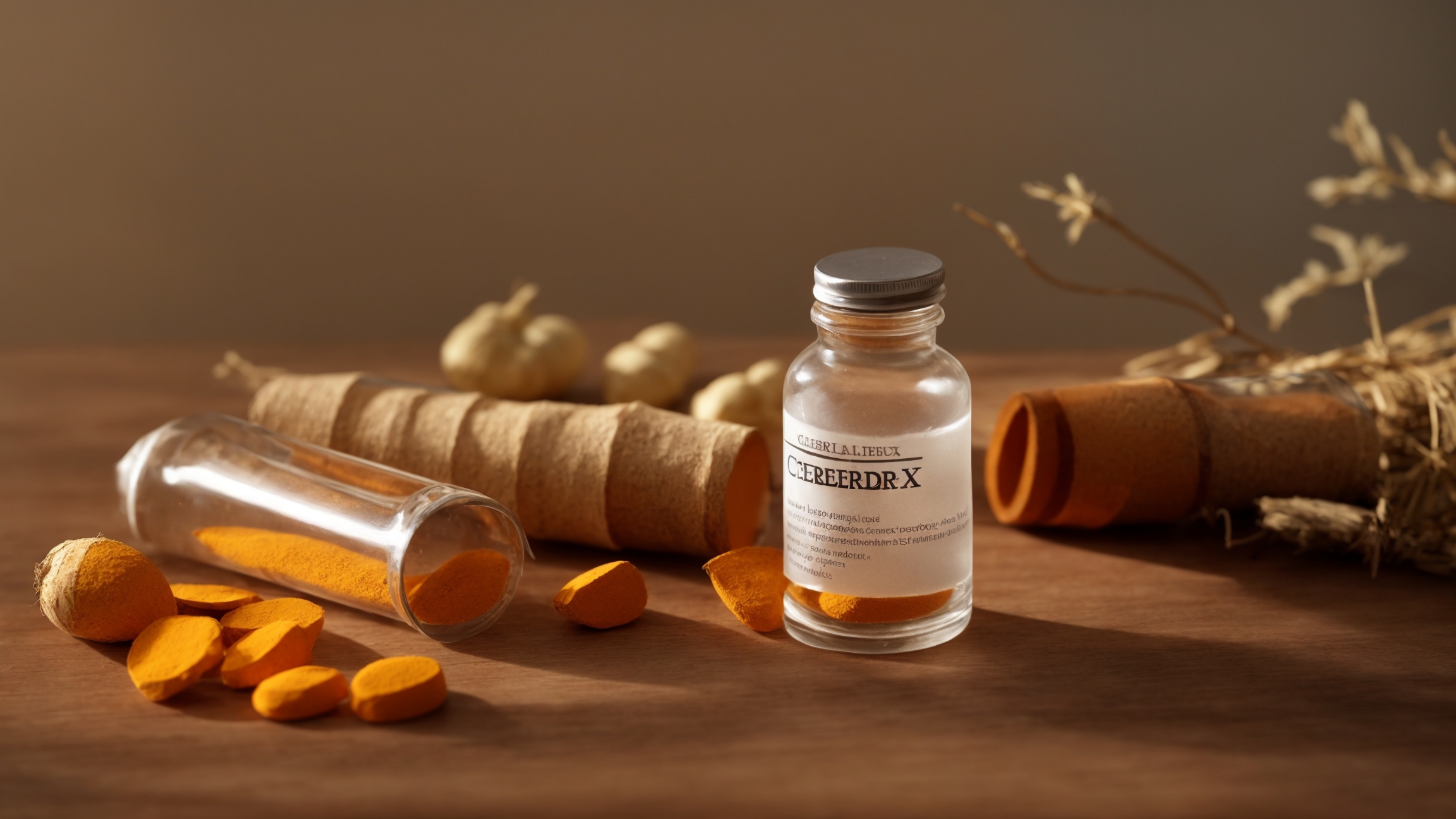 Celebrex pill bottle with turmeric and ginger